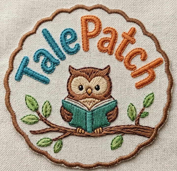 The TalePatch owl patch, embroidered